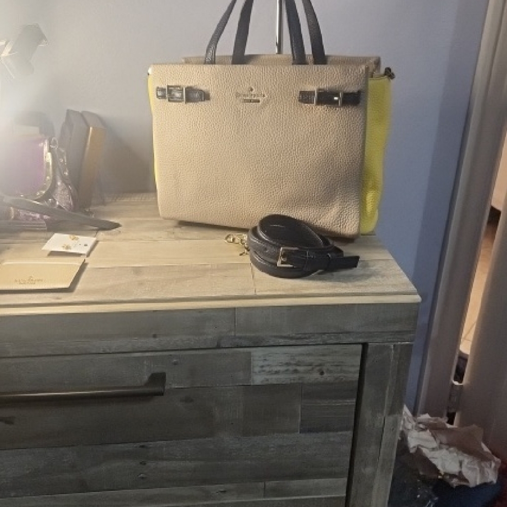 Kate Spade Tan and Yellow Bag w/ Navy Accents Bundle - Picture 2 of 11